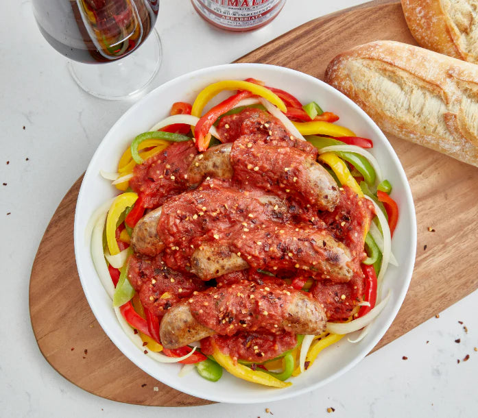 Hot-and-Hunky Sausage and Peppers with Grimaldi's Arrabiata Sauce
