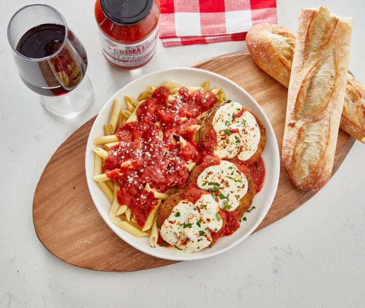Hatched from the Eggplant Parmesan with Grimaldi's Marinara Sauce